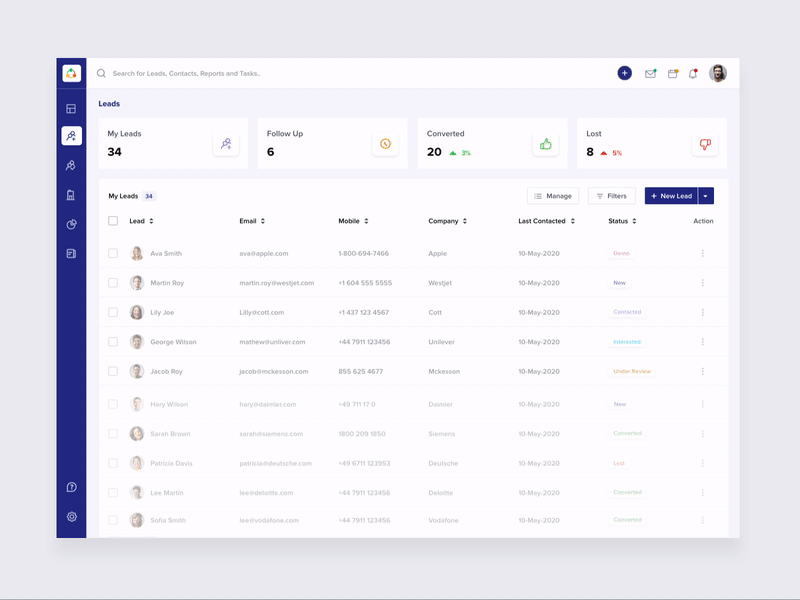 CRM Dashboard Preview