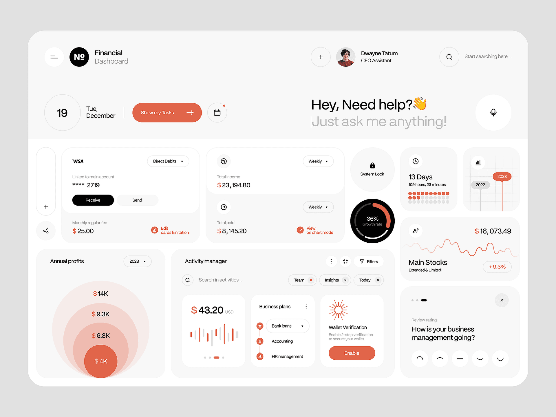 Custom CRM Web Application Dashboard